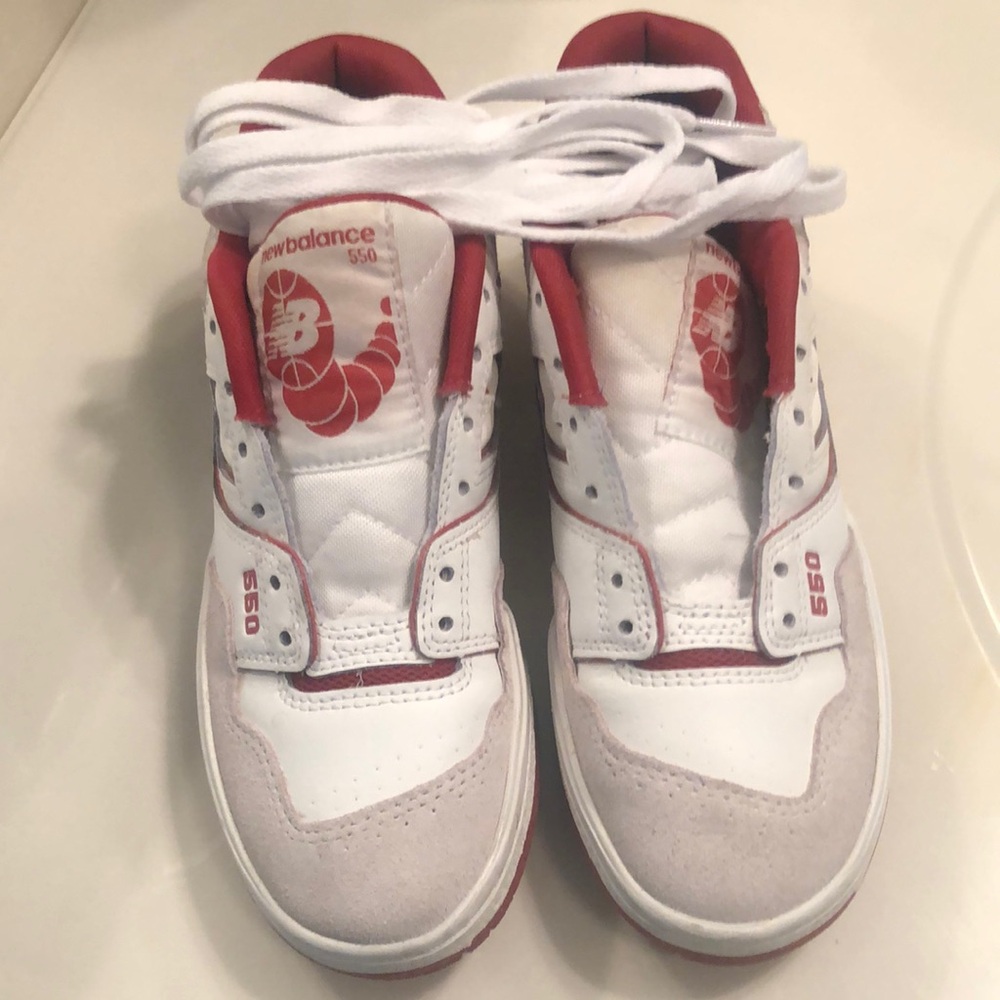 New Balance Kids' 550 Red and White Sneakers